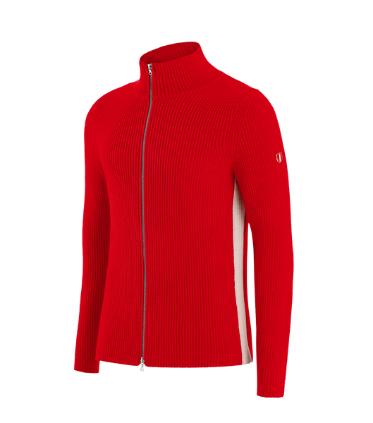 Aster Zip Front Knitted Jacket by Coxmoore Crimson Red