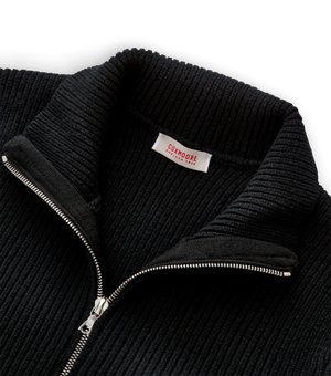 Aster Zip Front Knitted Jacket by Coxmoore Pitch Black