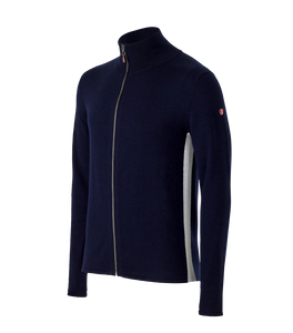 Coro Zip Front Knitted Merino Night Blue by Coxmoore
