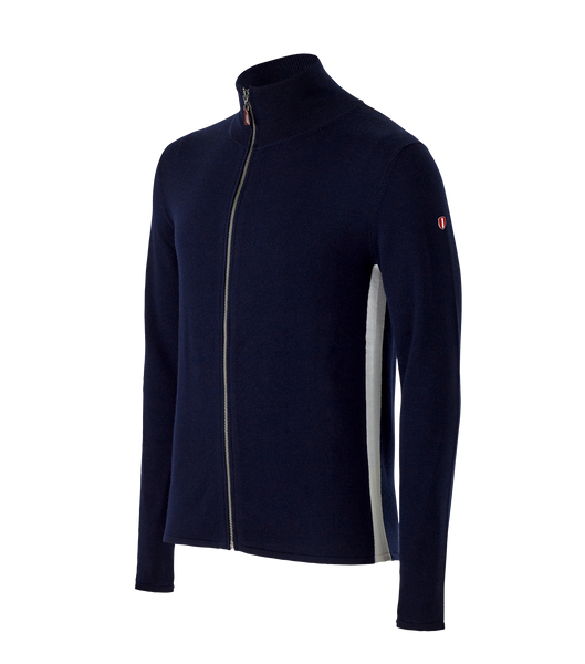 Coro Zip Front Knitted Merino Night Blue by Coxmoore