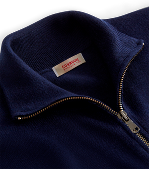 Coro Zip Front Knitted Merino Night Blue by Coxmoore