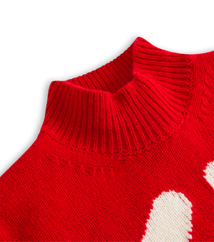 Quilo Turtle Neck Knitted Top Crimson Red Coxmoore Wool British